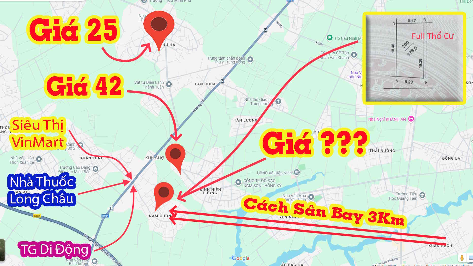 Bán Đất NAM CƯƠNG 4 Tỷ Full Thổ Cư 176m, Mặt tiền hơn 9m, Xe Bán Tải Fortuner Thông ngõ